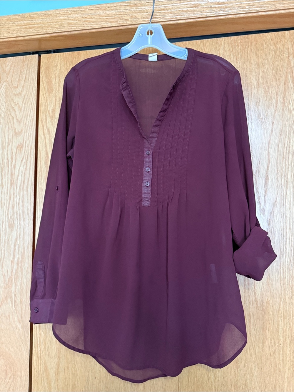 Old Navy Plum Pintuck V-Neck Tunic